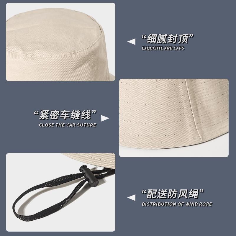 Big head circumference black fisherman hat men's summer anti-UV double-sided large brim sun protection hat outdoor sun hat trendy