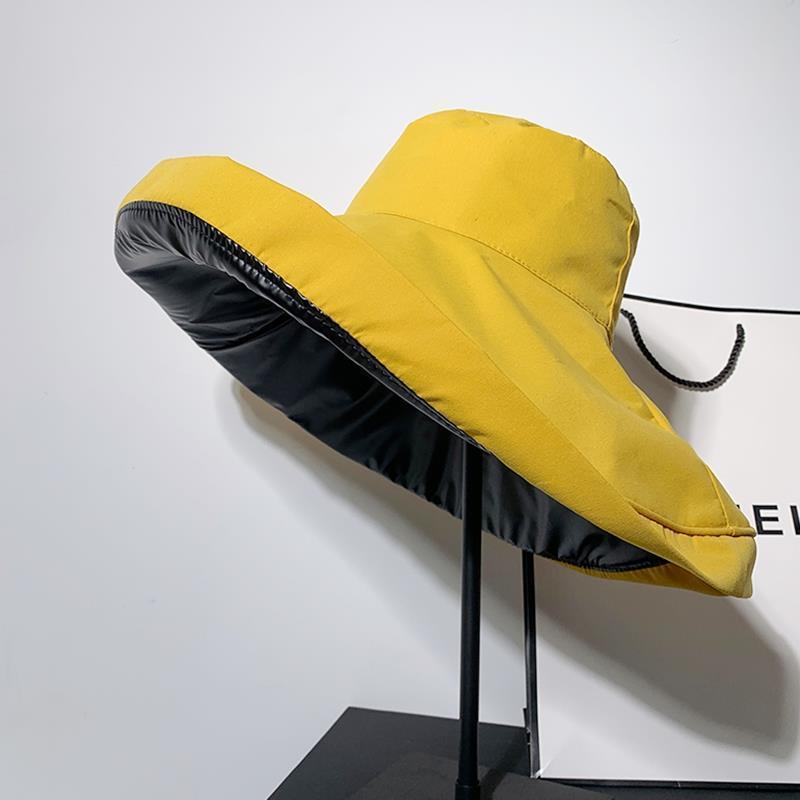 日本黑胶防晒帽子女夏季可折叠大帽檐遮阳渔夫帽防紫外线uv太阳帽