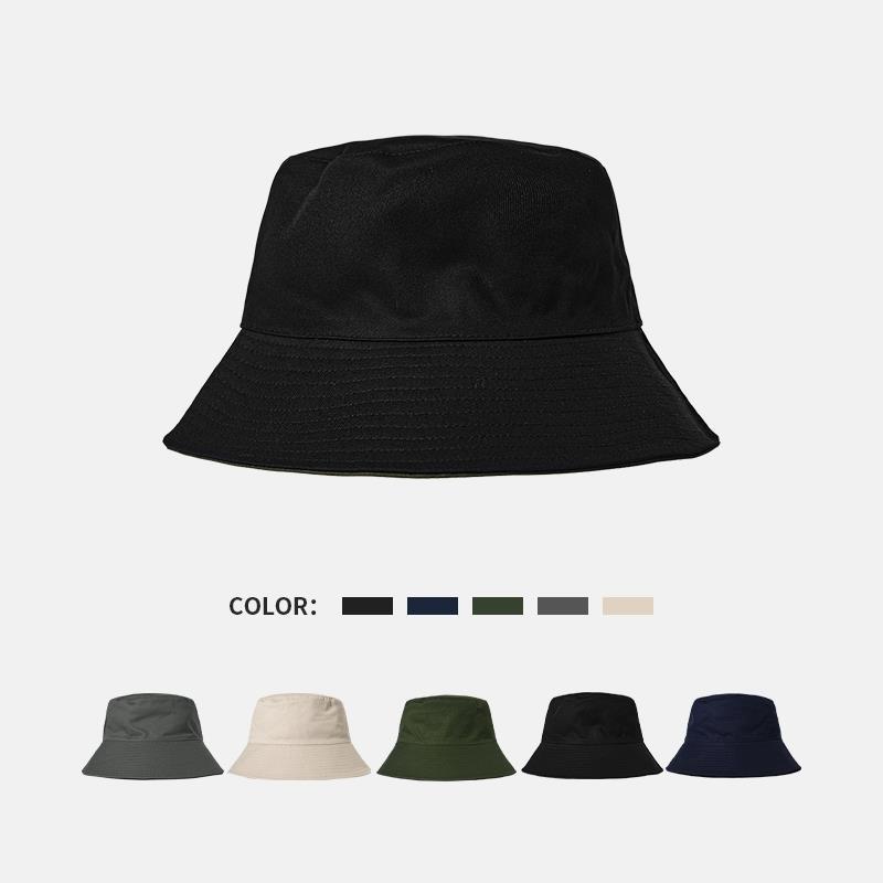 Big head circumference black fisherman hat men's summer anti-UV double-sided large brim sun protection hat outdoor sun hat trendy