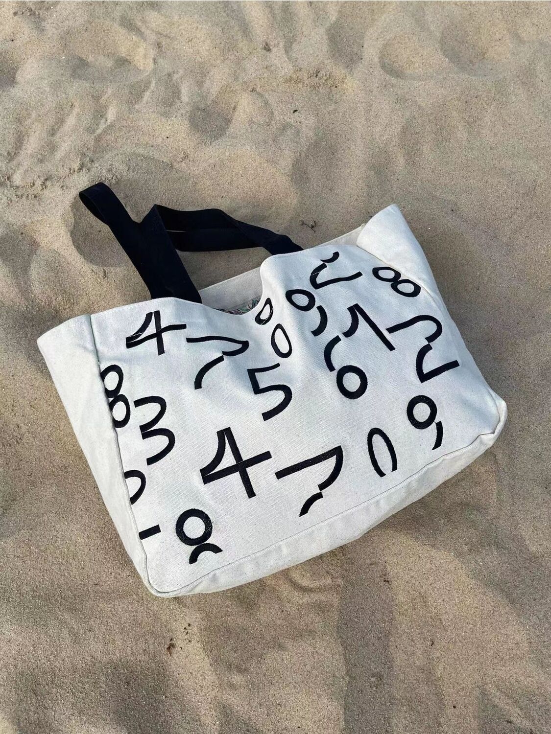 Women's 2023 Leisure Canvas Shopping Bag Bag Tidal Brand Digital Handheld Shoulder Bag Large Capacity Commuter Tote Bag
