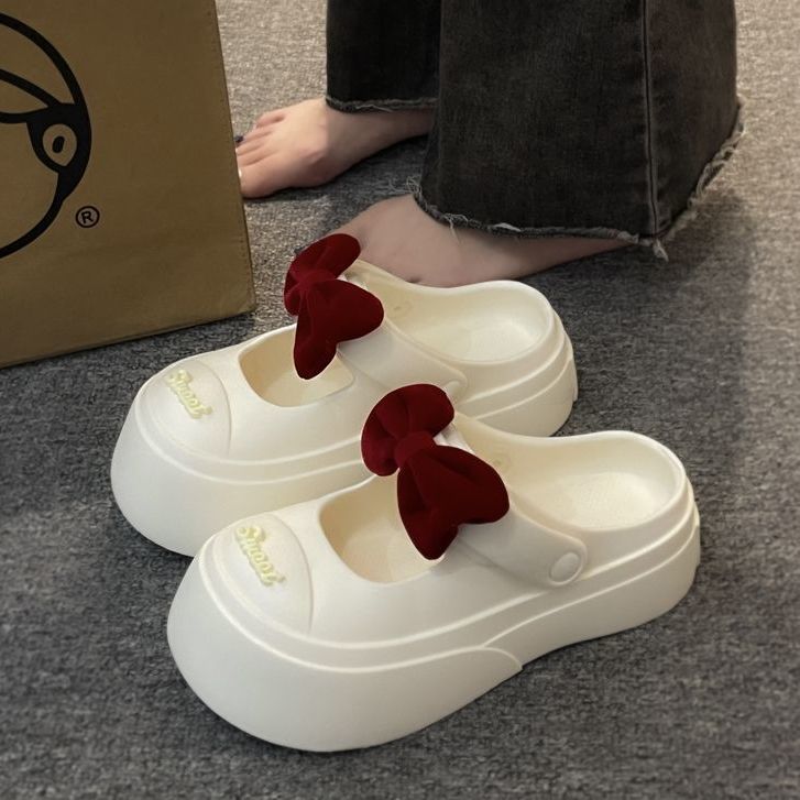 瑪麗珍大頭鞋夏季EVA戶外涼拖鞋趙露思同款撞色休閒穿搭松糕鞋夏