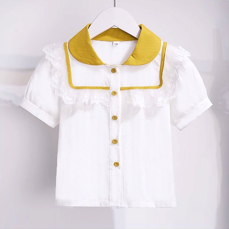 Girls Summer Shirt Set  Summer Style New Style Fashionable Girls Lace Top Shorts