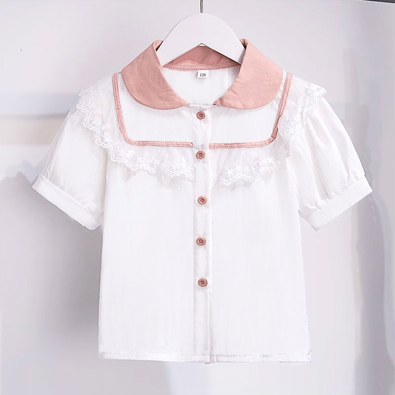 Girls Summer Shirt Set  Summer Style New Style Fashionable Girls Lace Top Shorts