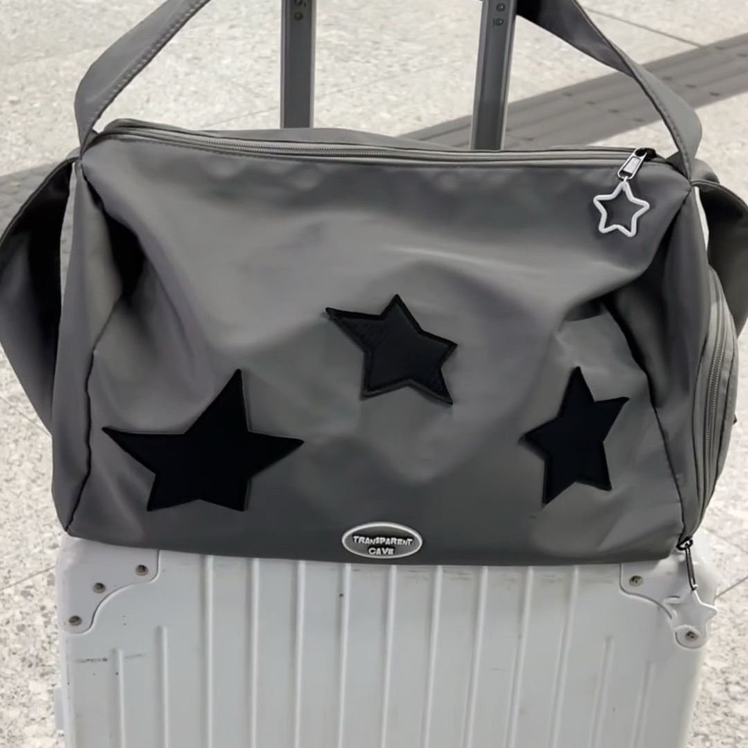 旅行袋包包女星星银色瑜伽斜挎包单肩包女大容量健身托特包挎包包