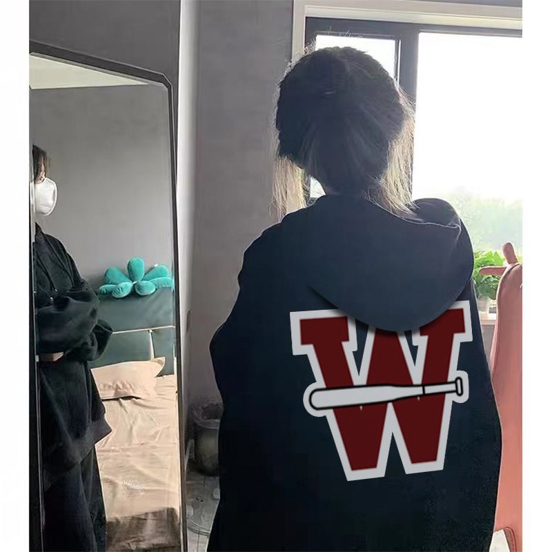 100%重磅純棉連帽衛衣女小個子2023春秋薄款oversize小眾高街外套