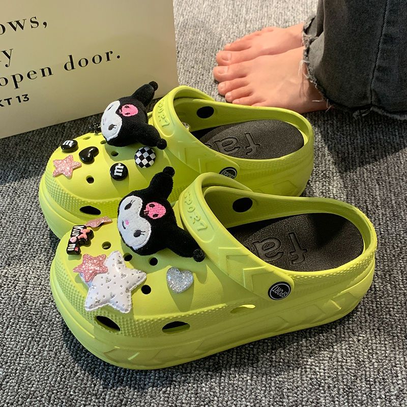 厚底洞洞鞋女夏季戶外穿室內防滑可愛三麗鷗庫洛米包頭沙灘涼拖鞋