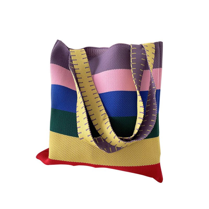 Zhao Lusi same bag women's spring and summer new Korean version of the all-match rainbow striped shoulder bag out of the street casual handbag