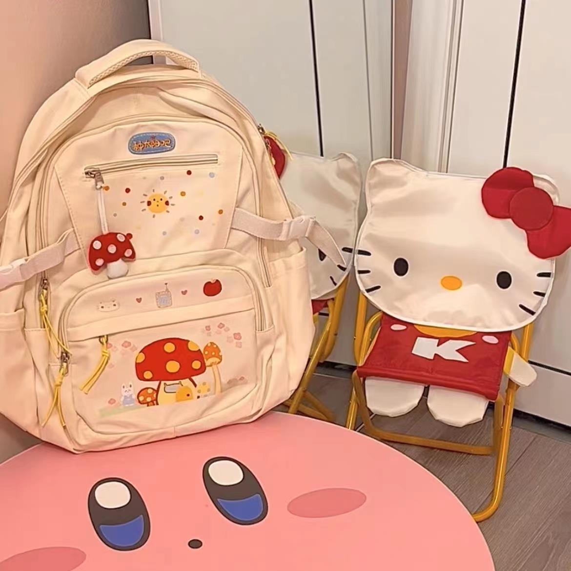 新款原創彩色印花雙肩包少女心可愛甜美小眾學生書包背包旅行包