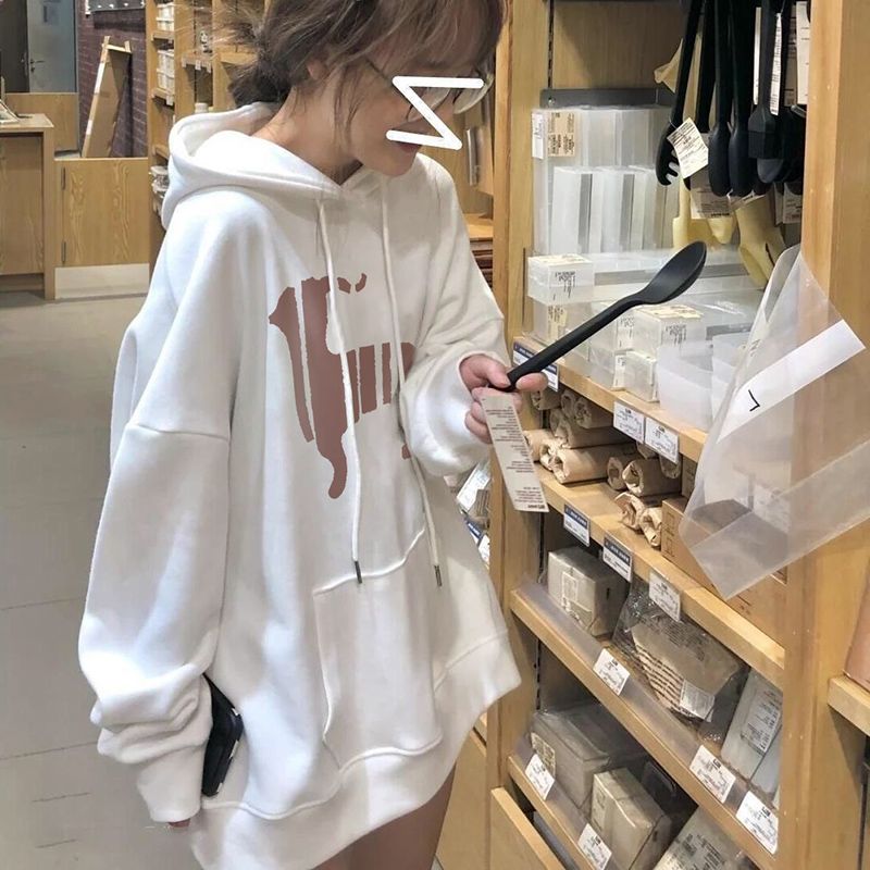 100%重磅純棉美式復古連帽衛衣女22023春秋薄款小個子外套慵懶風