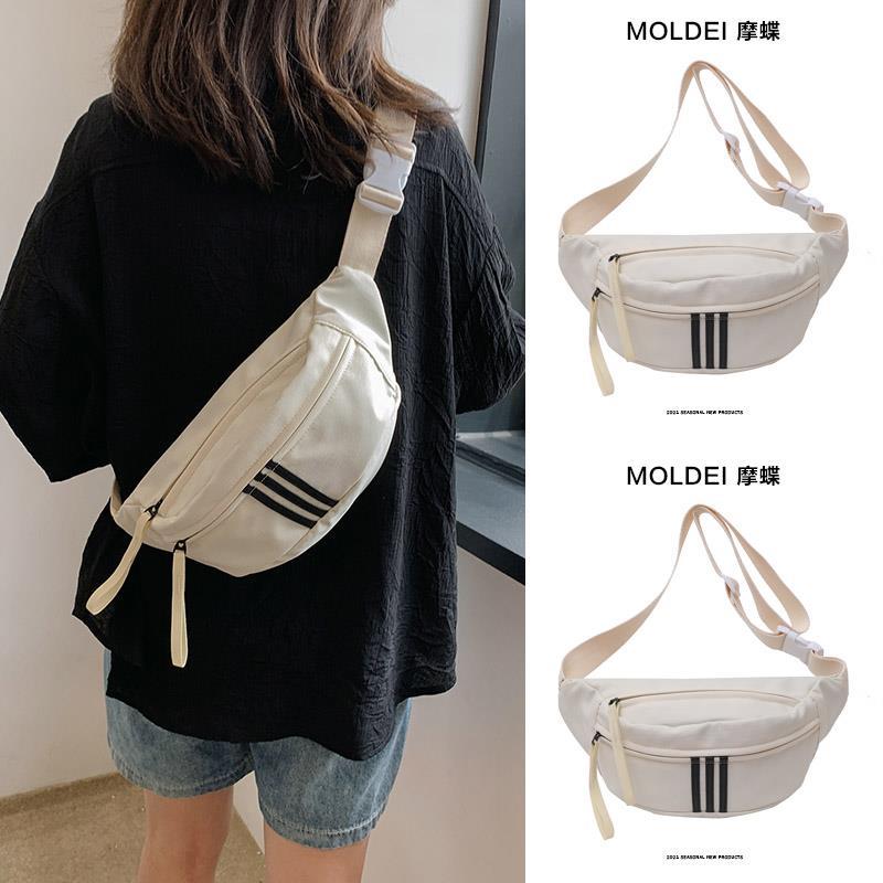 Summer casual sports chest bag versatile canvas bag for women 2023 new trendy large-capacity crossbody boys' waist bag