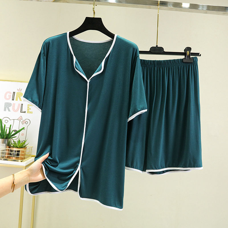 Summer thin short-sleeved home clothes can be worn outside loose large size fat mm modal pajamas and pajamas for women