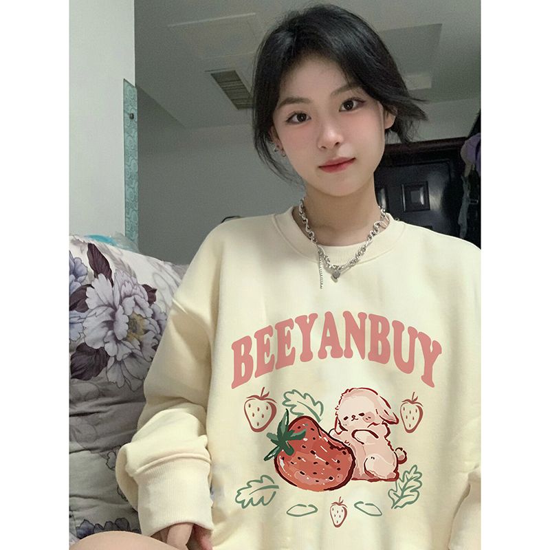 100%重磅純棉慵懶垂感衛衣女2023春秋薄款寬鬆洋氣甜美設計感上衣