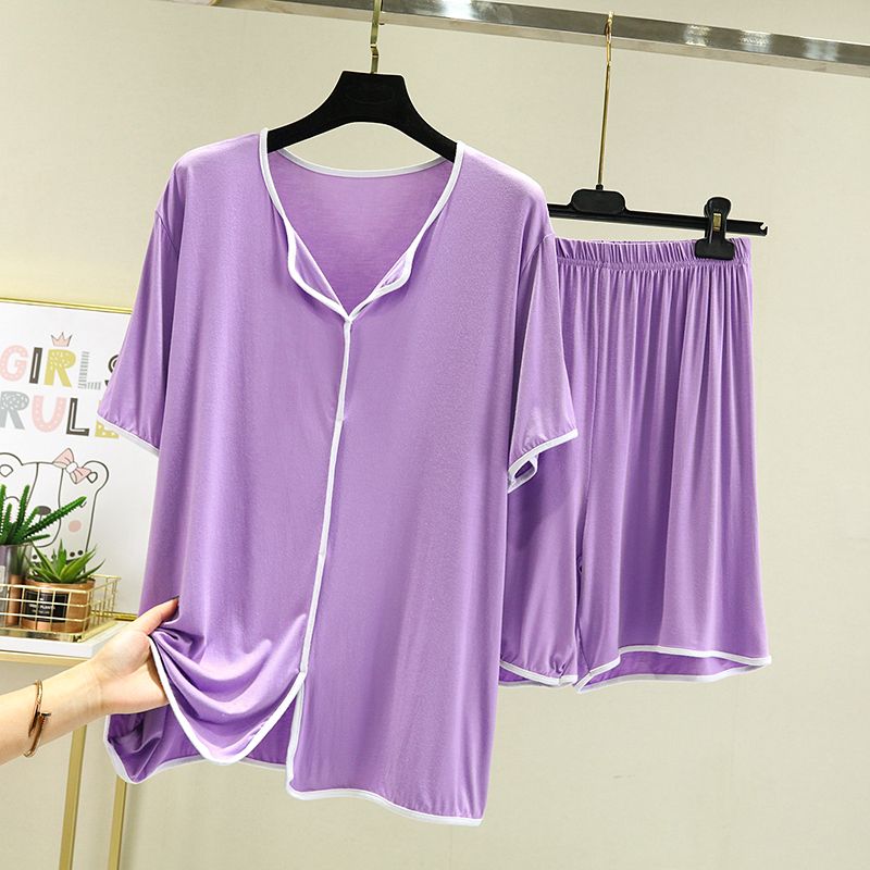 Summer thin short-sleeved home clothes can be worn outside loose large size fat mm modal pajamas and pajamas for women