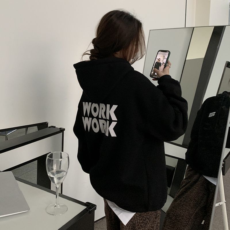 100%重磅純棉高街hiphop連帽衛衣女2023春秋薄款寬鬆ins潮牌外套