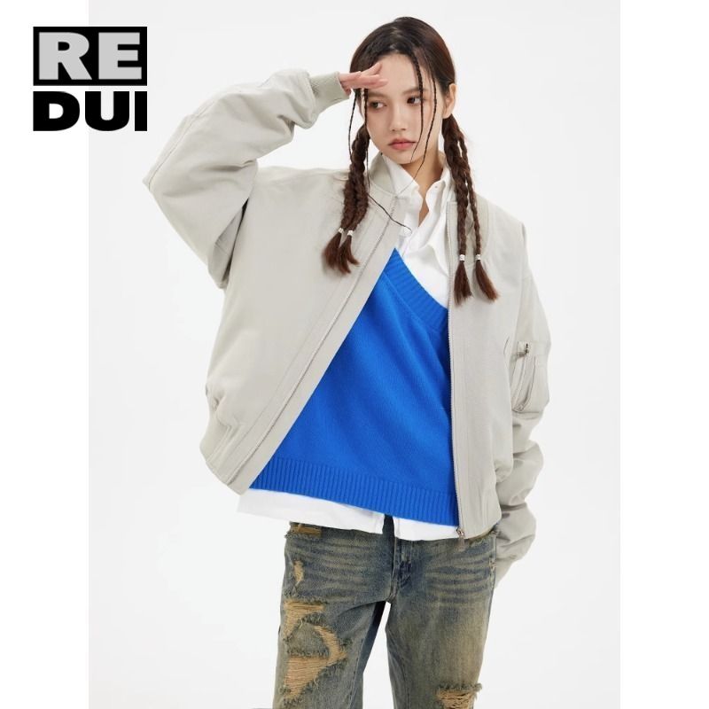 秋裝外套國潮美式復古短款棒球服秋季休閒oversize上衣飛行夾克潮