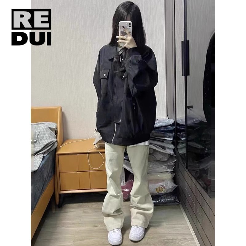 美式復古設計感正肩飛行夾克男女潮牌小眾棒球服vibe高街外套春秋