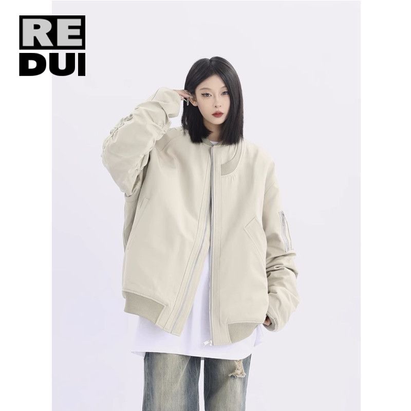 秋季上衣美式高街飛行服外套男女春季棒球服寬鬆設計感工裝夾克潮