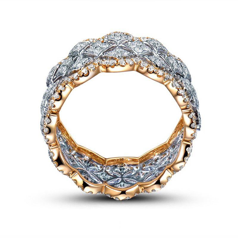 Luxury Palace-style Starry Lace Ring With Zircon Crown_voghion.com