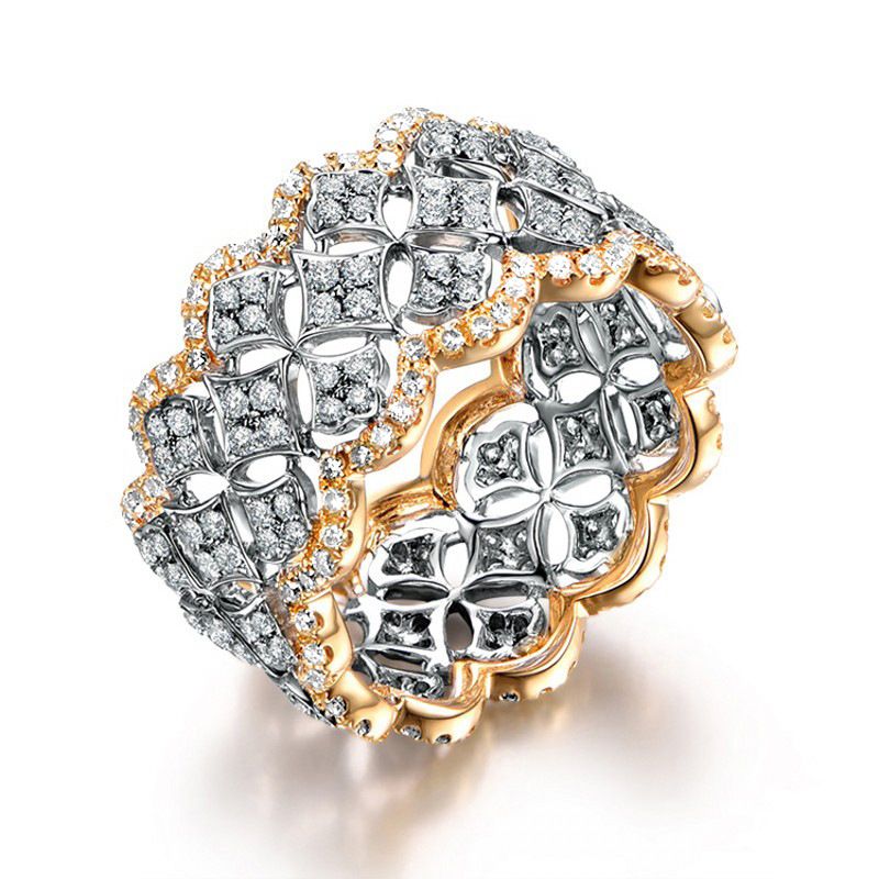 New Palace-Style Design Sparkling Starry Lace Ring For Women, Original Honeycomb Crown Inlaid With Zircon, Luxurious_voghion.com