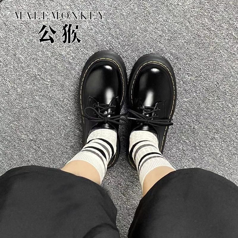 公猴楊冪同款增高厚底小皮鞋女英倫學院風復古松糕系帶瑪麗珍單鞋