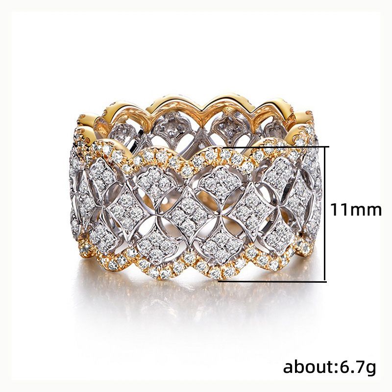 Luxury Palace-style Starry Lace Ring With Zircon Crown_voghion.com