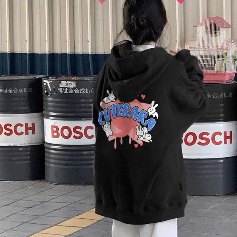 100%重磅純棉超火衛衣女oversize連帽2023春秋薄款潮寬鬆慵懶上衣