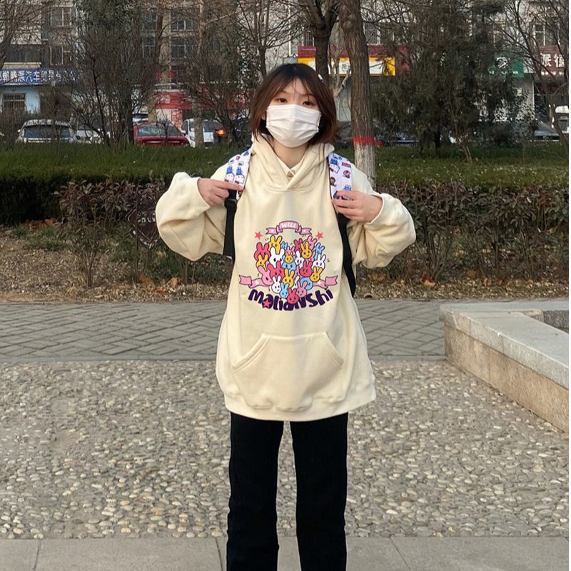 100%重磅純棉美式復古衛衣女寬鬆oversize2023春秋薄款設計感上衣