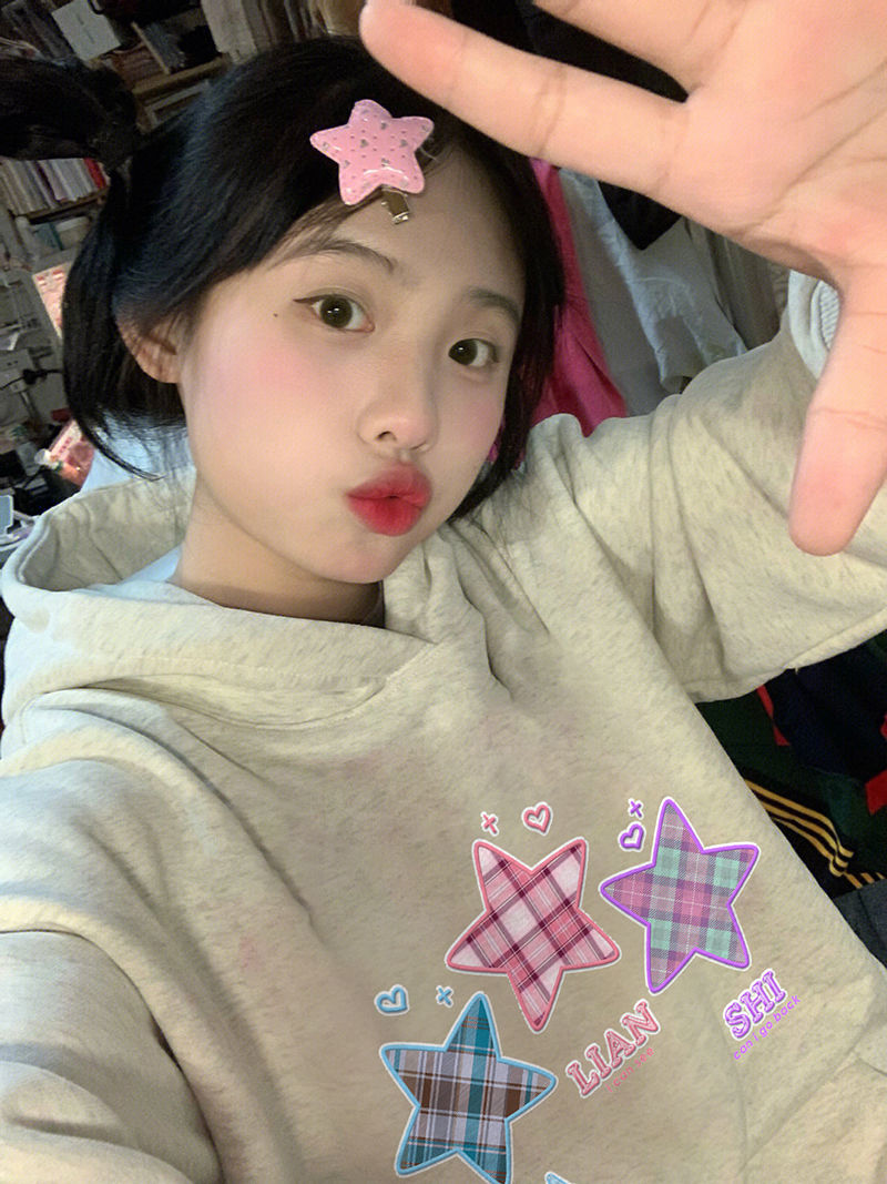 100%重磅純棉衛衣女寬鬆港味慵懶風oversize2023春秋薄款連帽上衣
