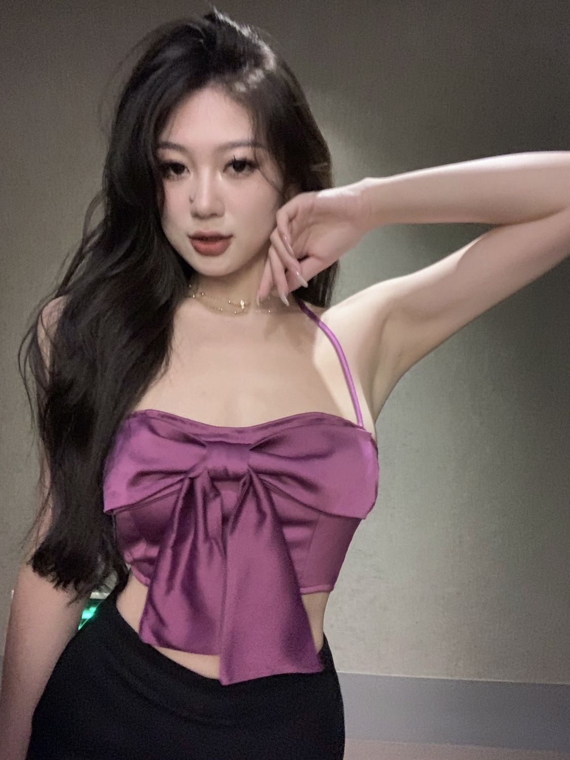 辣妹純色掛脖式蝴蝶結吊帶背心女夏季新款純欲風性感收腰修身上衣