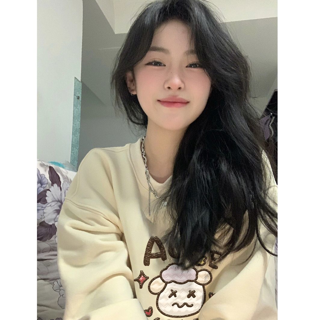 100%重磅純棉港風chic衛衣女2023春秋薄款設計感氣質休閒百搭外套