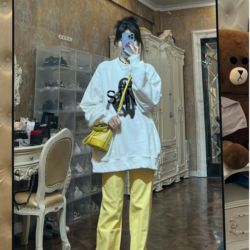 100%重磅純棉oversize美式復古衛衣女寬鬆小眾上衣 2023春秋薄款