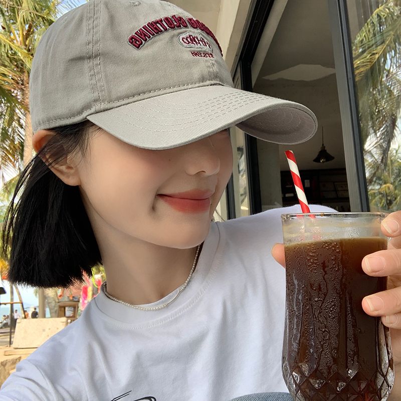Korean version of face-showing small baseball cap for women with wide brim, enlarged and widened peaked cap, Japanese style simple large head circumference versatile hat