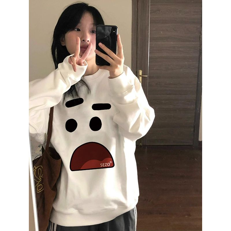 100%重磅純棉vintage衛衣女小個子2023春秋薄款寬鬆小眾長袖上衣