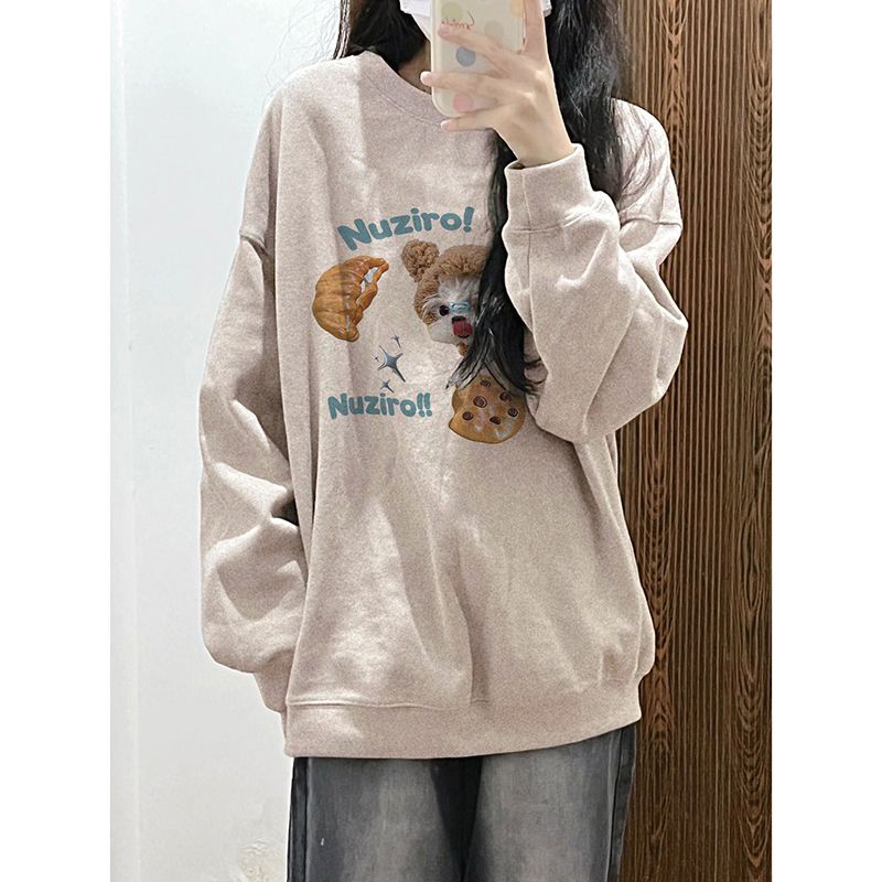 100%重磅純棉衛衣女2023春秋薄款oversize爆款美式復古長袖上衣潮