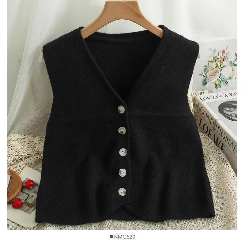 Single-breasted knitted cardigan new Korean style slimming vest fashion women's early autumn solid color sweater