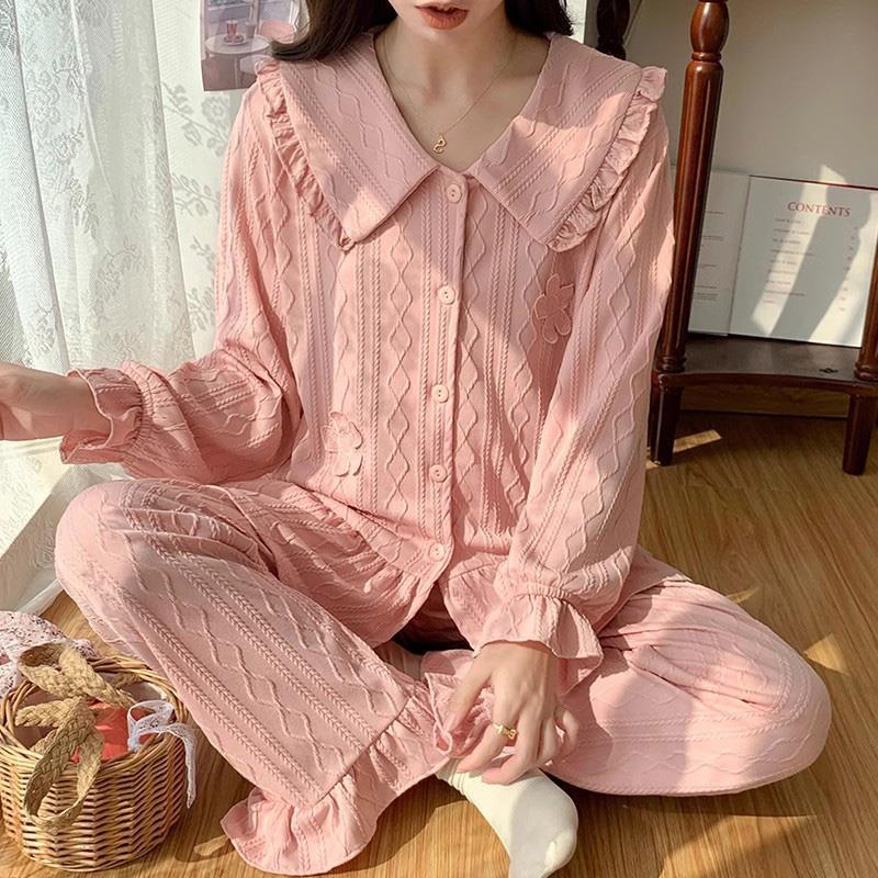 高級感睡衣女長袖春秋季公主風甜美可愛網紅可外穿家居服兩件套裝