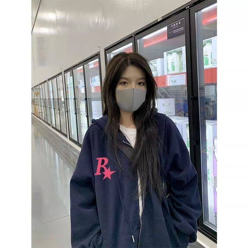 100%重磅純棉連帽衛衣女寬鬆oversize小眾2023春秋薄款外套慵懶風