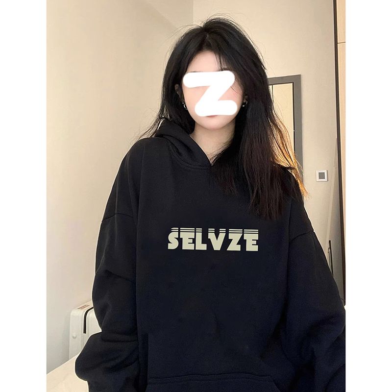 100%重磅純棉美式衛衣女oversize小眾高街小個子上衣2023春秋薄款