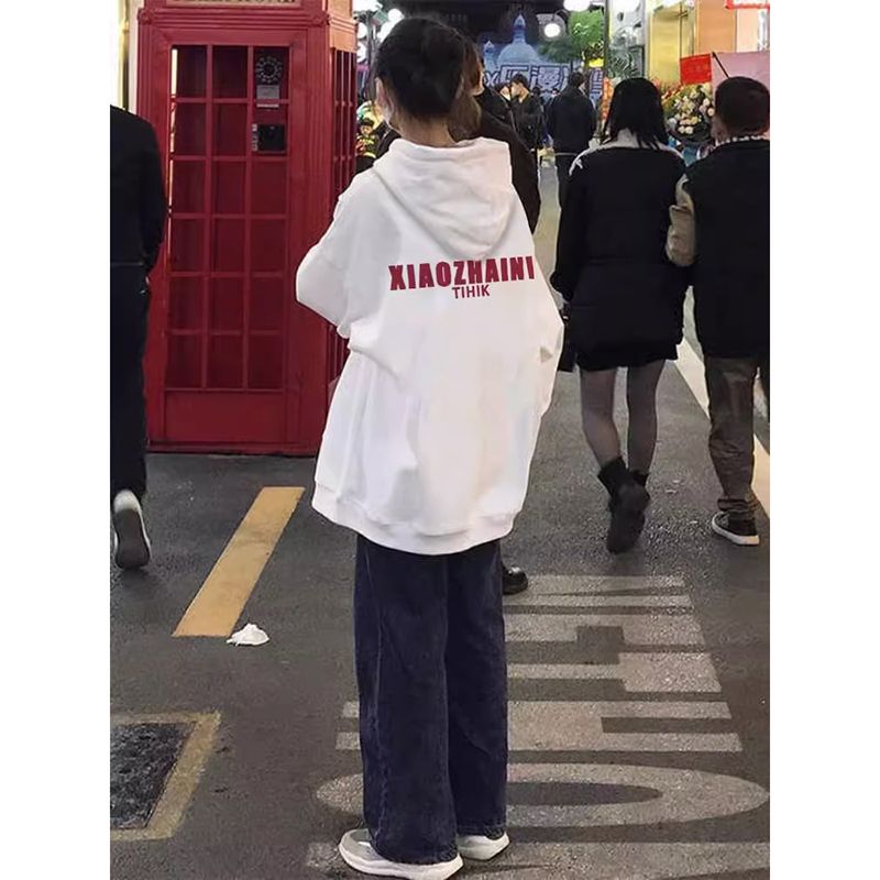 100%重磅純棉高級感美式慵懶chic衛衣女寬鬆2023春秋薄款小眾上衣