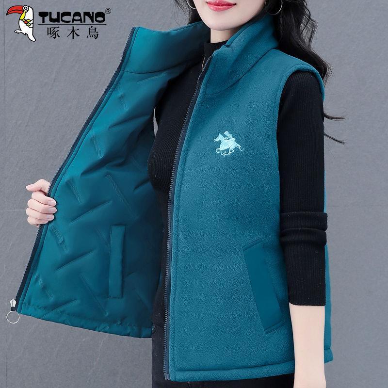 Woodpecker double-sided vest women's autumn and winter 2023 winter new hot style fashion vest vest warm jacket