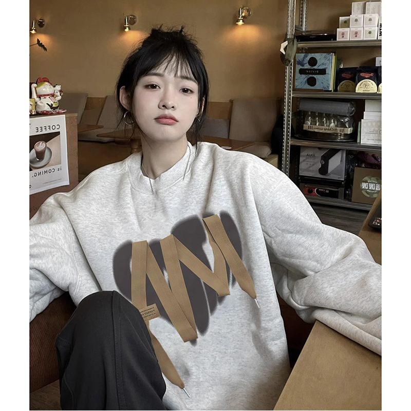 100%重磅純棉高級感衛衣女2023春秋薄款小眾上衣寬鬆oversize外套