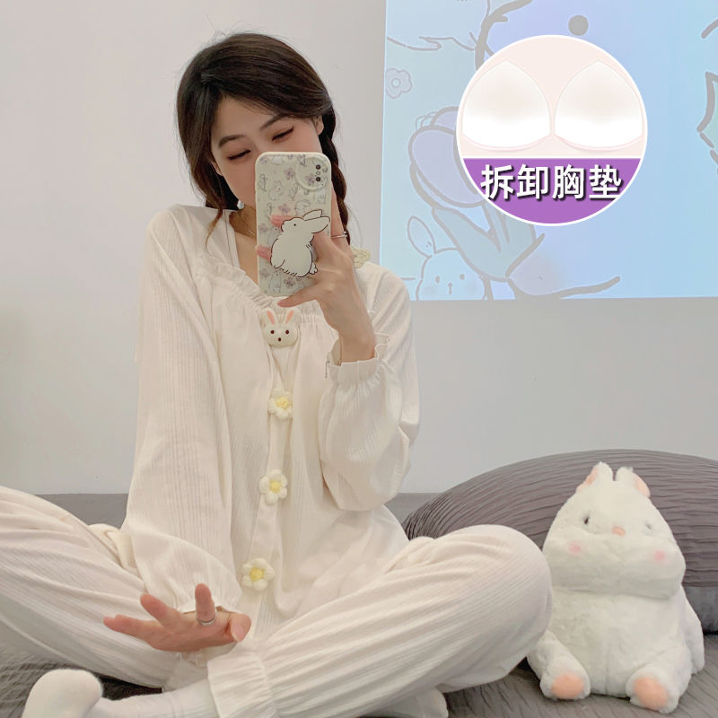 【新品】睡衣女2023春秋甜美套頭長褲加肥大碼220斤胖m家居服外穿