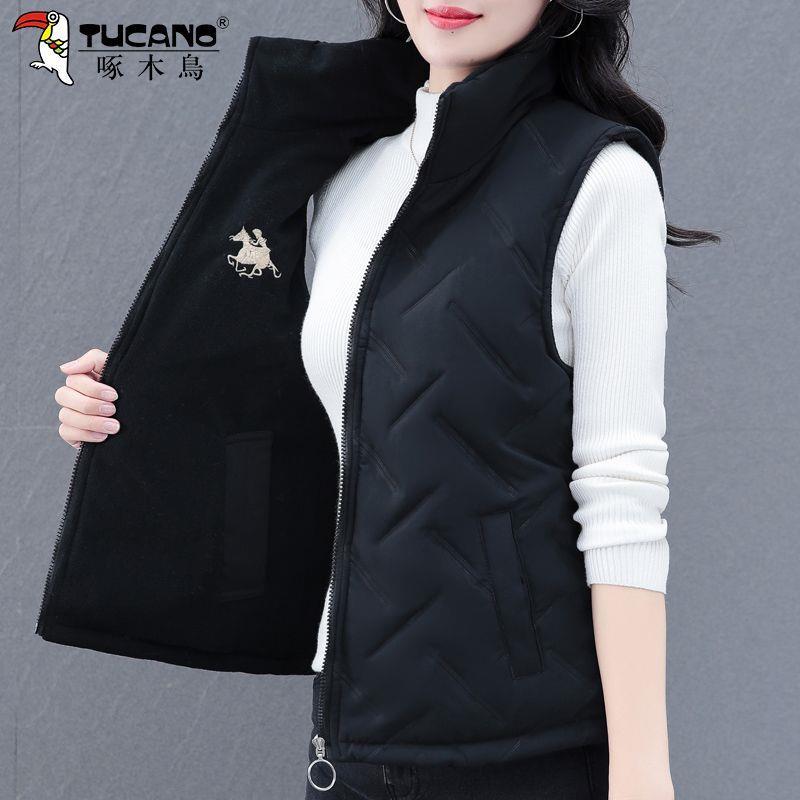 Woodpecker double-sided vest women's autumn and winter 2023 winter new hot style fashion vest vest warm jacket