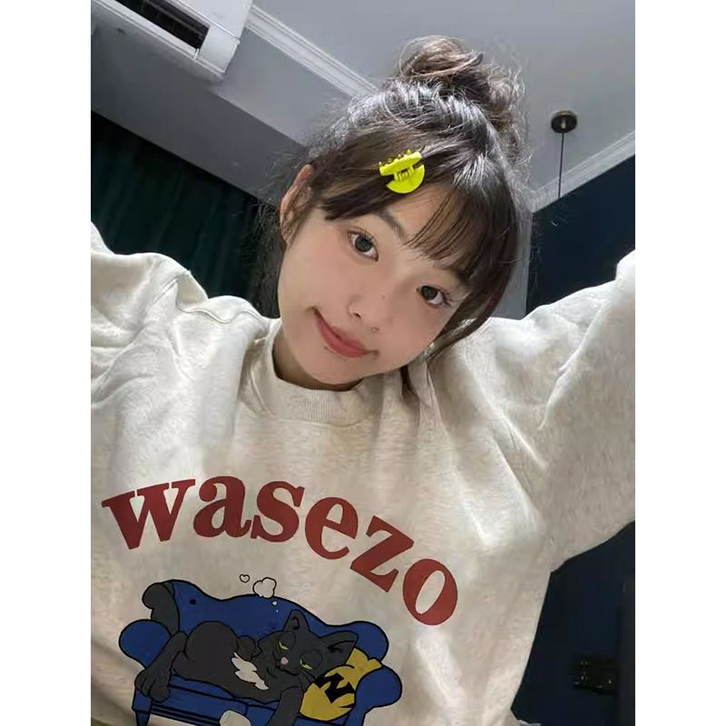 100%重磅純棉無帽衛衣女寬鬆韓版慵懶風2023春秋薄款oversize上衣