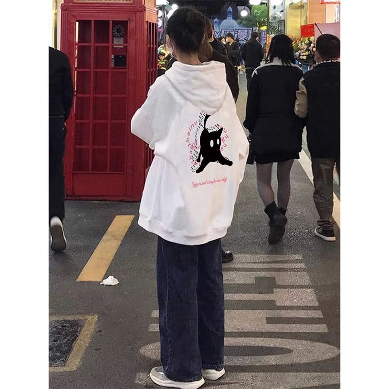 100%重磅純棉衛衣女2023春秋薄款設計感小眾oversize寬鬆連帽上衣