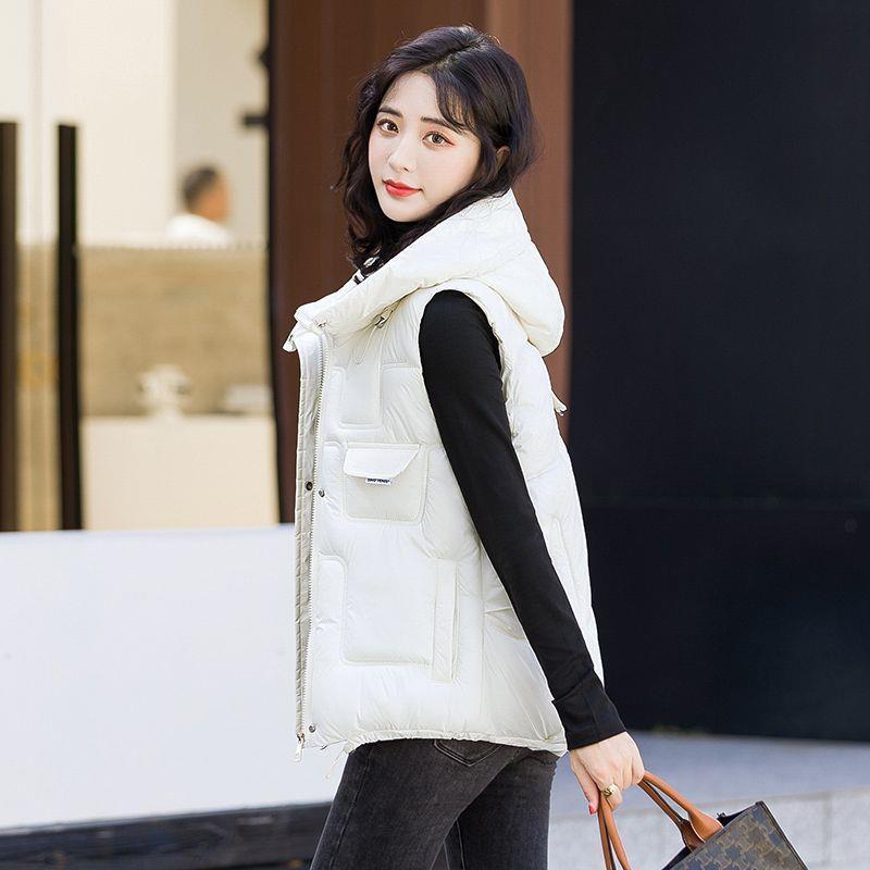Woodpecker new autumn and winter Korean version of down padded jacket short vest women's thickened cotton jacket waistcoat waistcoat vest