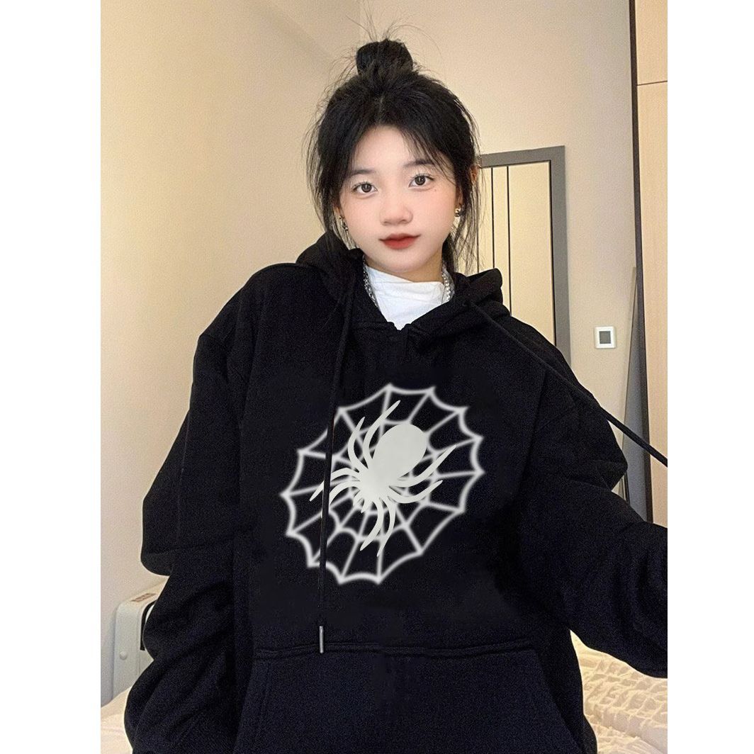 100%重磅純棉慵懶chic連帽衛衣女2023春秋薄款oversize外套上衣潮