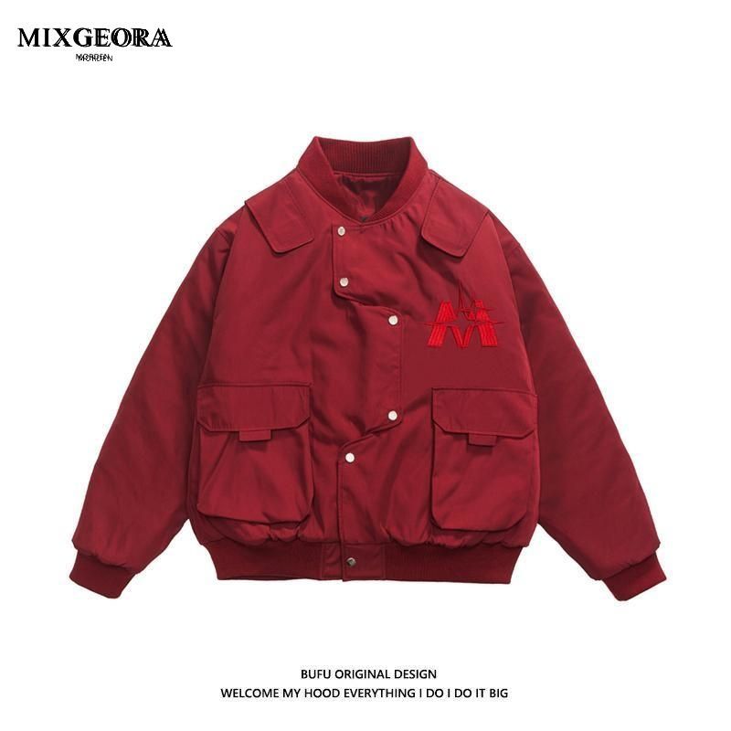 MIX GEORA spring and autumn irregular pilot baseball jacket men's loose trendy thin work jacket