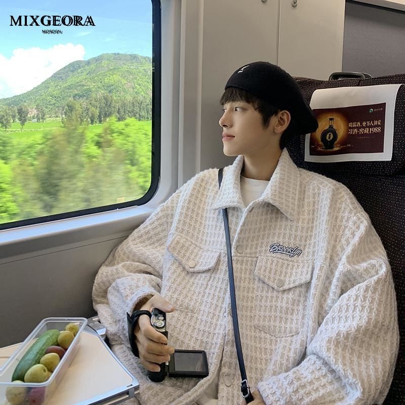MIX GEORA small fragrant style jacket men's spring and autumn loose trendy brand handsome high-end retro all-match embroidered jacket