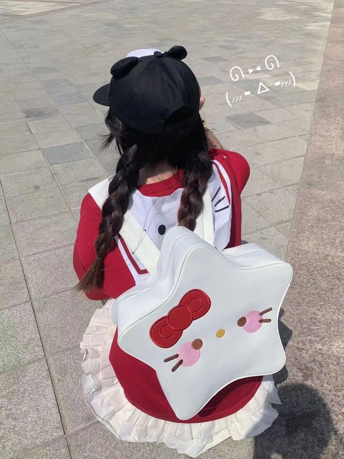 Hellokitty日系可愛小眾ins童趣百搭時尚星星雙肩包女上課通勤包